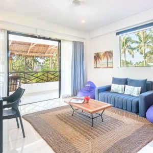 view of the living room area and balcony of the luxury studio suites at Kalipay Resort Siargao