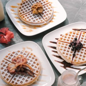 a selection of different waffles in the Kalipay restaurant