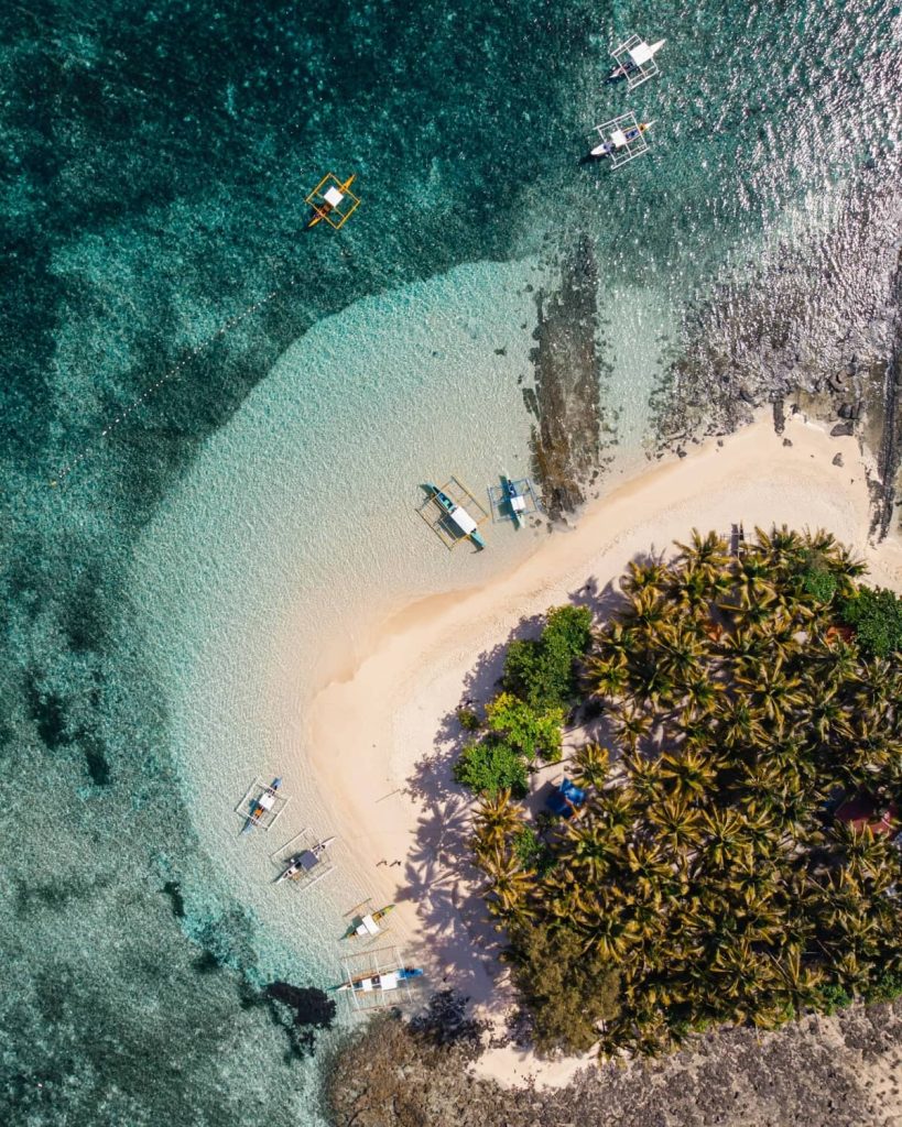 an aerial view of Guyam island from the island hopping tour