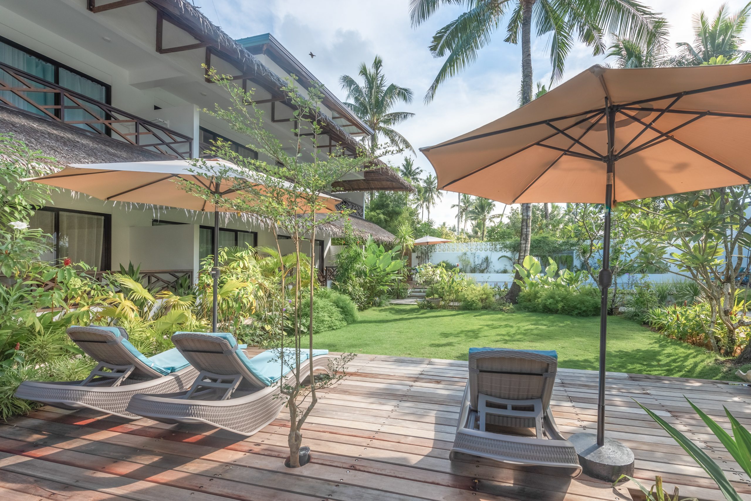 Garden deck and loungers