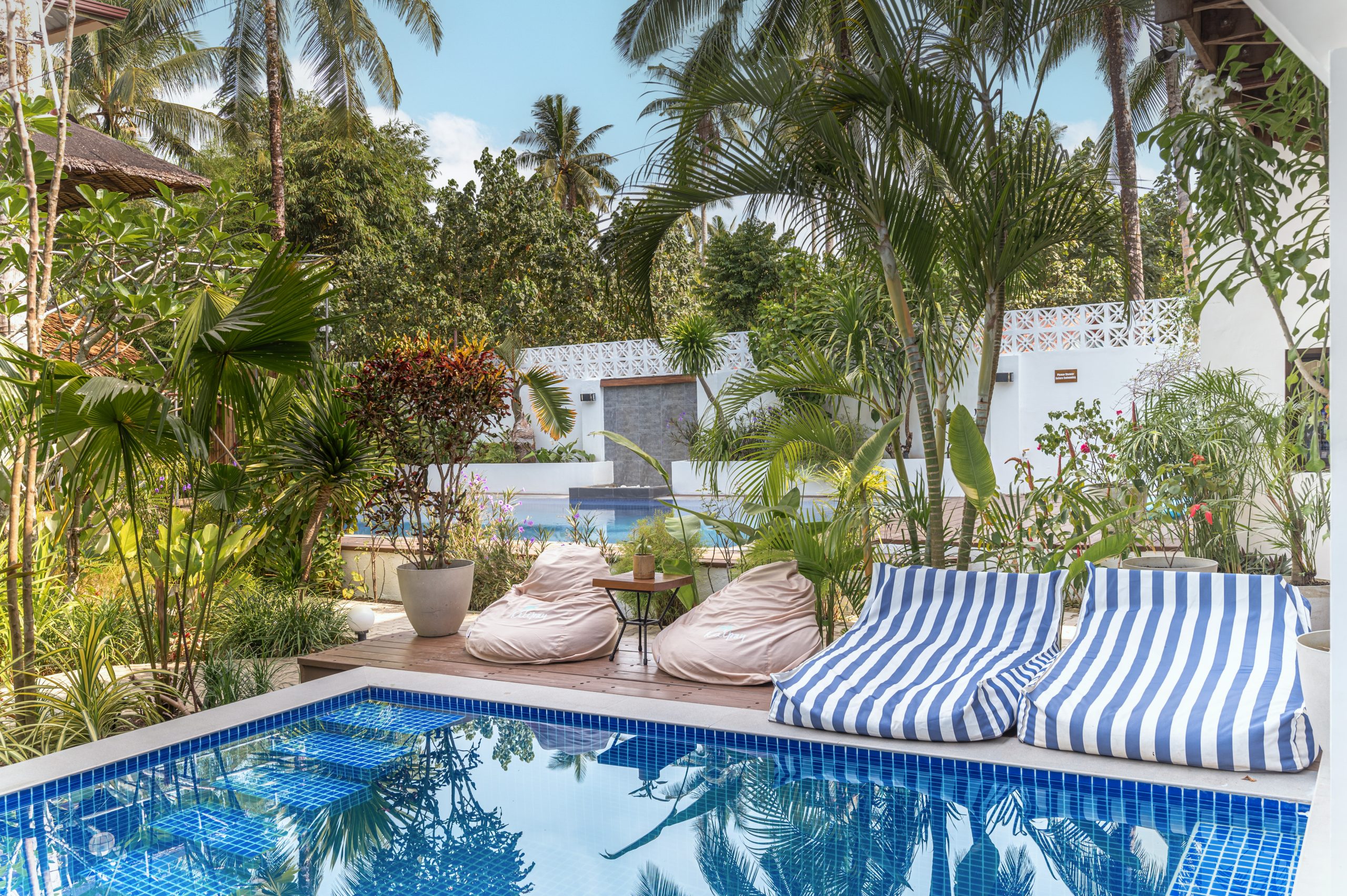 Loungers beside the pool